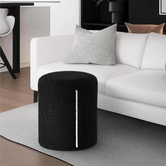 Otomana redonda moderna, taburete de tocador multifuncional, taburete con reposapiés otomano Boucle, asientos adicionales para vivir