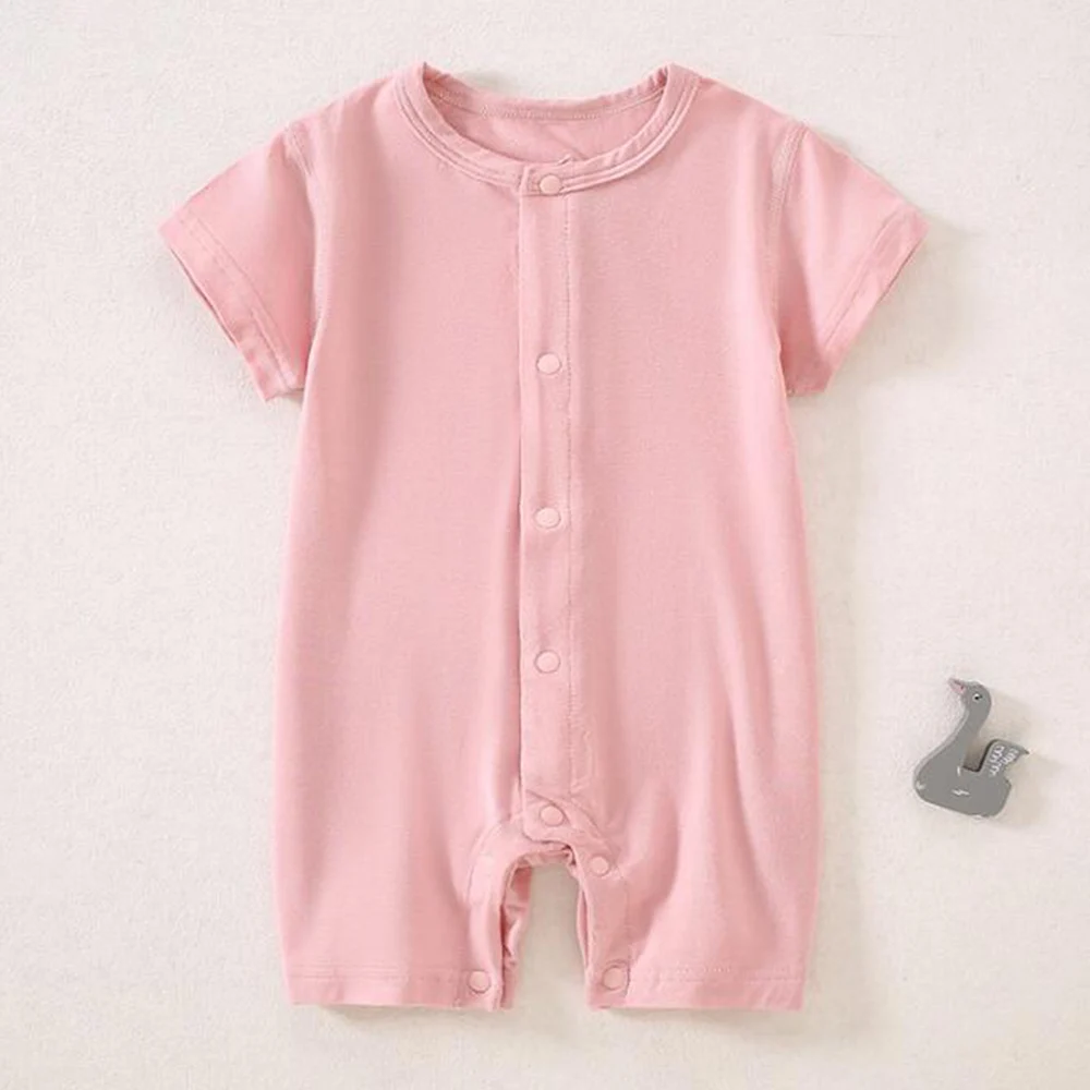 Mameluco recién nacido para niña, Color sólido, tipo fino, mono de verano para bebé, ropa infantil informal Unisex