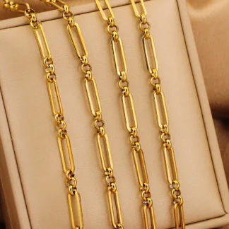 Cadena de Cable plano chapada en oro de acero inoxidable de 1 metro para mujer, collar DIY, Material para pulsera, fabricación de joyas, artículo a granel al por mayor