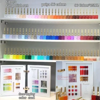 Glenys 96 piezas * 15ml pegamento para esmalte de uñas pantalla completa tarjeta de color popular juego de barniz de uñas de gel de inmersión semipermanente
