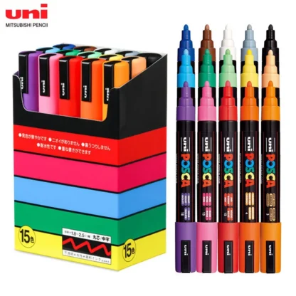 Uni 1pc marcadores de pintura Plumones Colores Posca PC-1M/3M/5M Mercaderes resaltador para papelería escolar grafiti acrílico