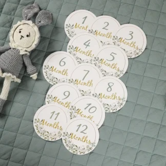 Tarjetas de hito conmemorativas mensuales para bebé, tarjetas de hito de papel francés y español, decoración para fiesta de cumpleaños de bebé, accesorios de fotografía