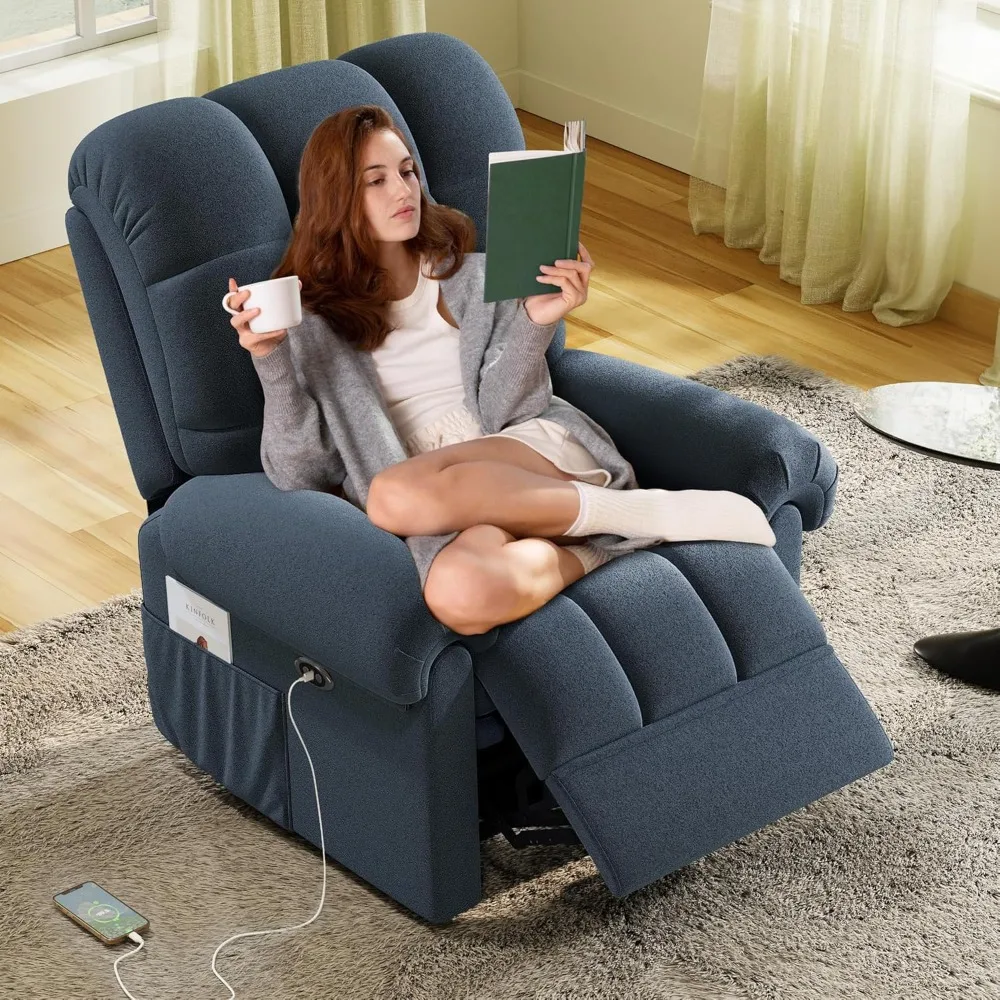 Sofá reclinable eléctrico ajustable, puerto USB, sillón reclinable de forro polar de peluche ultra cómodo para sala de estar