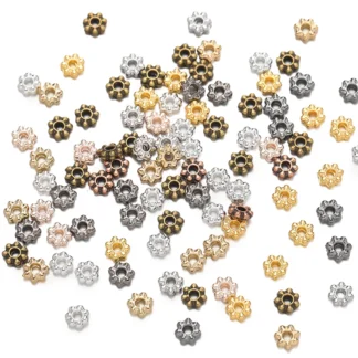 200 unids/lote 4/6mm Margarita copo de nieve flor espaciador cuentas Mini cuentas sueltas dijes para DIY joyería suministros pulsera artesanal
