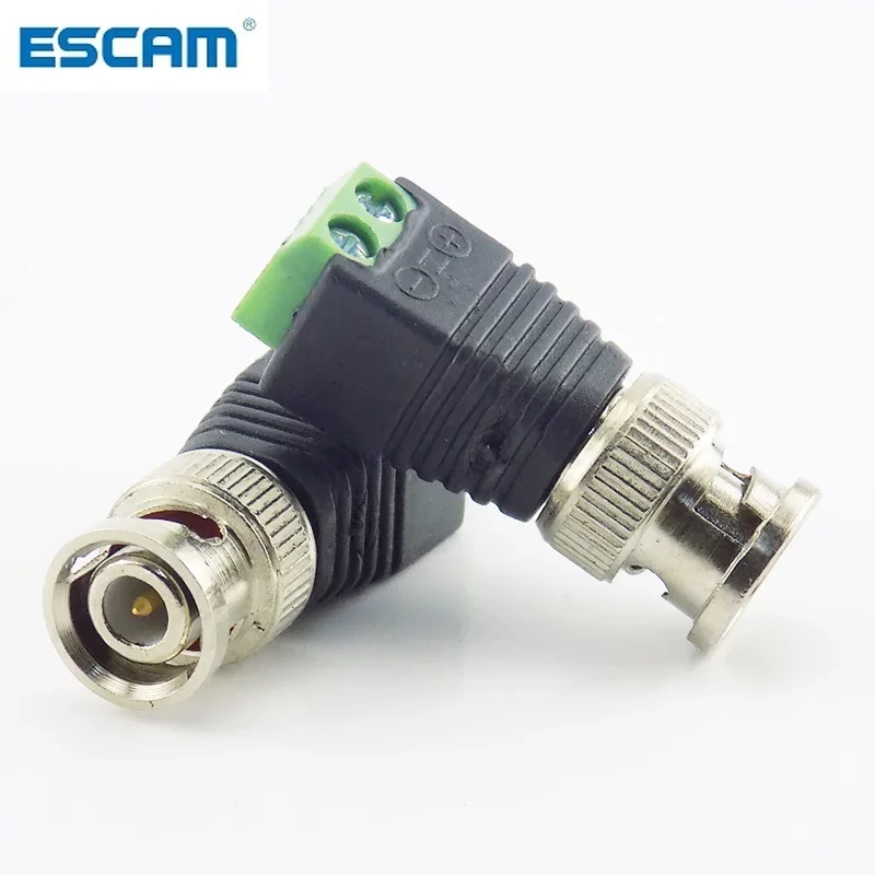 ESCAM-conector coaxial CAT5 BNC macho, adaptador de CC, conector Balun para sistema de seguridad de cámara CCTV, accesorios de vigilancia, 2 uds.