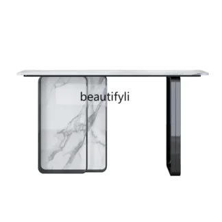 Mesa de vista de extremo de pared de estilo chino, gabinete misterioso de losa de roca decorativa minimalista, simple y moderno de lujo, luz italiana