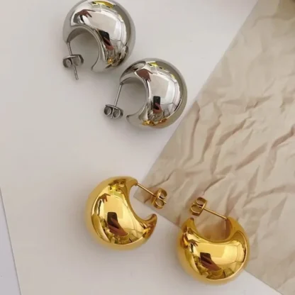 Pendientes simples de estilo de Metal hemisférico brillante para mujer, accesorio diario personalizado a la moda, joyería para fiesta, regalos de cumpleaños