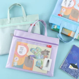 Bolsa de almacenamiento de libros portátil y ligera, bolsa de almacenamiento de arte impermeable de tela Oxford con asa, organizador de archivos a4 a prueba de polvo para viaje