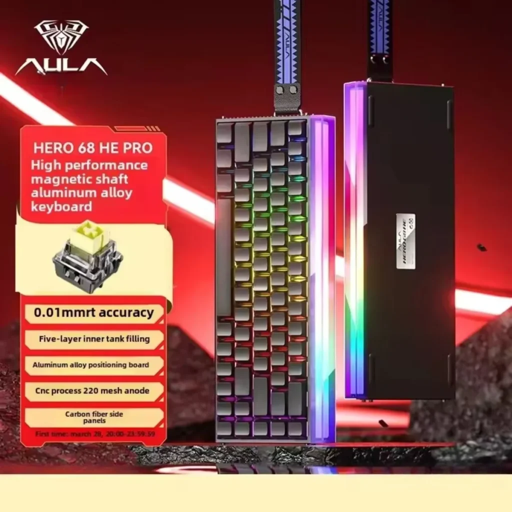 AULA HERO 68HE PRO/ULTRA Teclado mecánico para juegos interruptor magnético aleación de aluminio teclado con cable RGB personalizado accesorios de juego