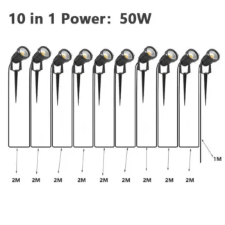 Luz decorativa de jardín Led sin cables, 10 remolque, 1 luz de césped, 50W, voltaje seguro, 220V, 110V, 12V, foco blanco cálido impermeable