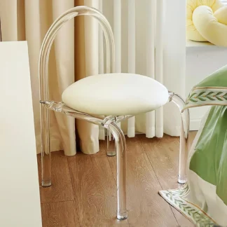 Silla de tocador transparente de estilo moderno minimalista, silla de maquillaje Silla cómoda transparente para dormitorio, comedor y oficina
