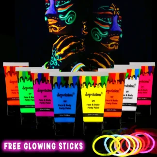 Depvision-pintura facial y corporal que brilla en la oscuridad, luz negra fluorescente reactiva para salón de Navidad, 8x20 ml (0,68 floz)