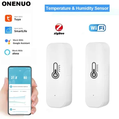 Tuya Zigbee o WiFi Sensor de temperatura y humedad termómetro conectado al hogar Compatible con Color blanco o negro