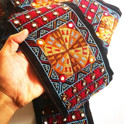 11 CM estilo étnico Retro bordado colorido encaje correas anchas hecho a mano Diy ropa Collar puños accesorios decorativos