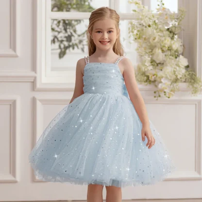 Vestido de fiesta para niñas, vestidos blancos elegantes para dama de honor, vestido de fiesta de boda, fiesta de cumpleaños, vestido de noche de lujo para niñas pequeñas