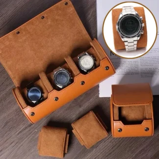 Rollo de reloj con 1/2/3 ranuras, Estuche De Viaje portátil de cuero Vintage, estuche de exposición para relojes, caja de almacenamiento, organizadores de relojes, regalo de Navidad para hombres