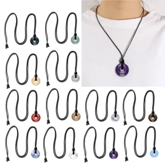 Gargantilla con colgante ágata cuerda gótica, collar con hebilla seguridad para mujer, joyería elegante