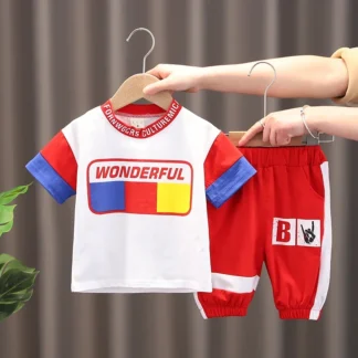 Nueva ropa de verano para niñas, traje para niños, Camiseta deportiva, pantalones cortos, 2 unids/set, ropa informal de moda para niños, chándales para niños
