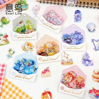 20 juegos/1 lote de pegatinas de papelería Kawaii, pegatinas decorativas con letras de la isla, planificador diario, álbum de recortes
