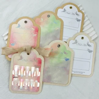 Ins hecho a mano, embalaje de uñas, esmalte de uñas en Gel, muestra de muestra, tarjeta de fondo para decoración de uñas con bolsa a prueba de polvo con cadena