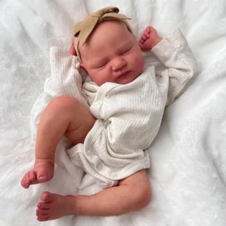 Cuerpo de tela Quinlyn de 48cm, pintura ya terminada, tacto suave, muñeca Reborn realista para dormir con venas visibles, pelo dibujado a mano