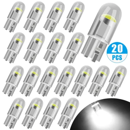 T10 W5W LED coche Canbus vidrio COB 6000k lectura cúpula lámpara marcador cuña matrícula bombilla 168 194 192 DC 12V blanco azul rojo