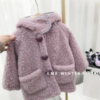 Abrigo de Cachemira de cordero para niña, abrigo suelto coreano, Tops gruesos, tendencia Simple, moda de invierno, 2024