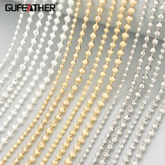 GUFEATHER C398, cadena de cuentas, chapado en rodio de oro de 18k, cobre, sin níquel, hecho a mano, fabricación de joyas, collar de pulsera diy, 1 m/lote