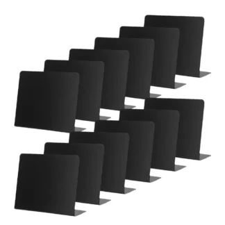 Portaetiquetas de precio, Mini pizarra negra, carteles de escritorio, tablero de escritura reutilizable de PVC de 100x75mm para fiesta, hogar, restaurante, menú, 12 Uds.