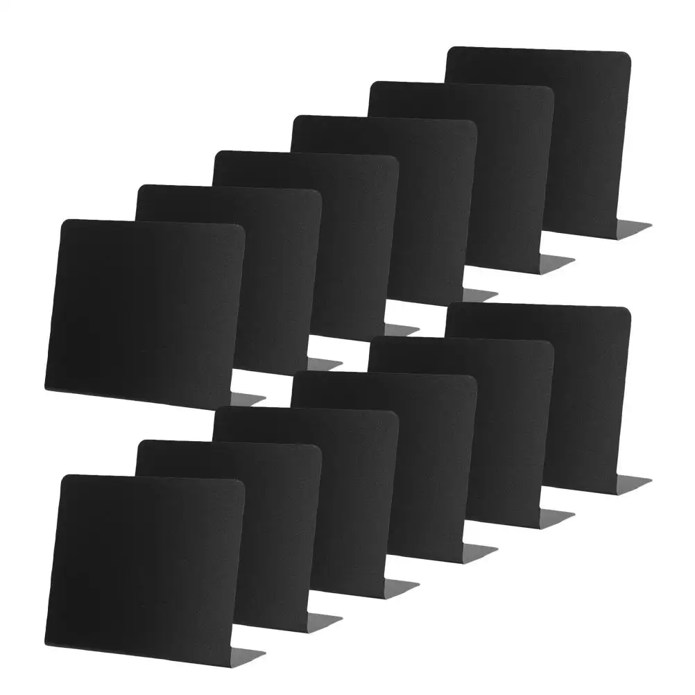 Portaetiquetas de precio, Mini pizarra negra, carteles de escritorio, tablero de escritura reutilizable de PVC de 100x75mm para fiesta, hogar, restaurante, menú, 12 Uds.