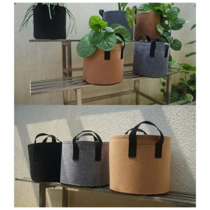 【Superdeals】 Macetas de tela resistentes, bolsas para cultivo de verduras/flores/plantas, macetas de tela no tejida engrosadas con asas (5 galones)