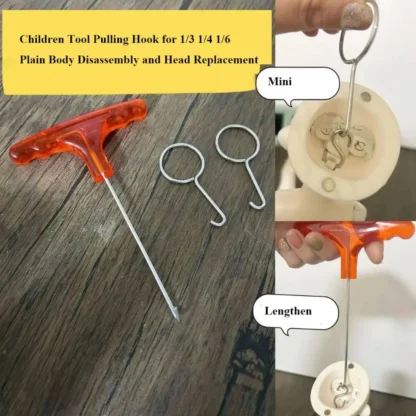Nueva herramienta de gancho de tracción de 2 tamaños, MIni accesorios DIY, desmontaje de cuerpo liso, reemplazo de cabeza de plástico para muñecas BJD.SD de 1/3 1/4 1/6