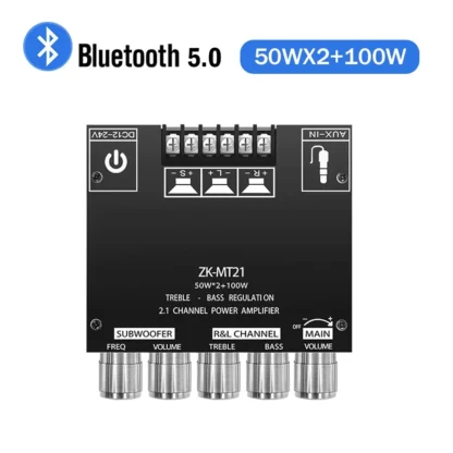 Placa amplificadora para subwoofer ZK-MT21 canales Bluetooth 5,0 CS8673E 2,1, 50W X 2 + 100W, placa amplificadora de Audio estéreo de potencia, amplificador de graves AUX