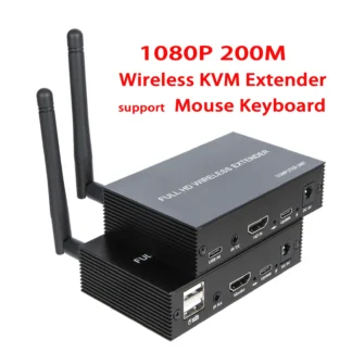 Transmisor y receptor de Audio y vídeo inalámbrico de 200m, extensor IR KVM HDMI, compatible con teclado, ratón, portátil, PC a proyector de Monitor de TV