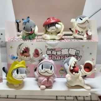 Caja ciega flocada de la serie Sharkitty Ver.1, figura de Animal Kawaii, caja sorpresa, decoración de escritorio, adorno, regalo de cumpleaños