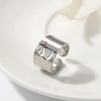 Anillo con inicial árabe, anillo con letra árabe personalizado con piedra natal, joyería árabe personalizada, regalo personalizado para regalo de Navidad Eid