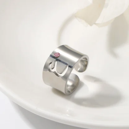 Anillo con inicial árabe, anillo con letra árabe personalizado con piedra natal, joyería árabe personalizada, regalo personalizado para regalo de Navidad Eid
