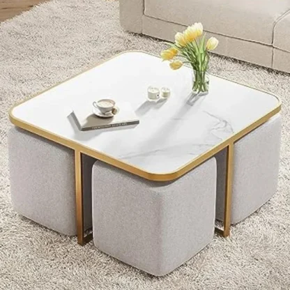 con juego debajo de las patas de metal dorado café elevador blanco para sala de estar