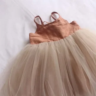 Vestido de tutú marrón de verano para bebés, vestido Midi informal para niñas, vestidos para niños, vestidos para adolescentes, vestido de fiesta de princesa