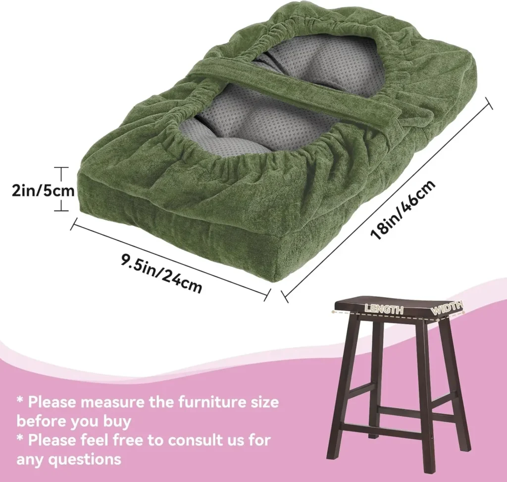 Cojín de taburete de 18x9,5x2 pulgadas con tela antideslizante, suave y duradera, funda de taburete de sillín y cojín de Taburete Rectangular para SILLÍN