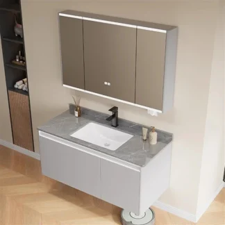 Espejo de baño con placa de roca de lujo nórdico, mueble de baño inteligente moderno y sencillo, Combo de tocador, muebles para el hogar Ванно© FYBC