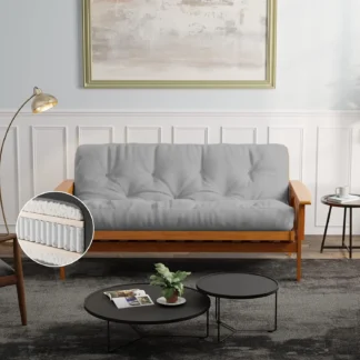 Inicio |   Estera de espuma con bobina de bolsillo para sofá cama futón tamaño Queen de 10"", hecha en EE. UU., gris, sin marco