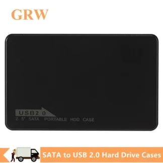 GRWIBEOU-carcasa de HDD SATA a USB 2,0, carcasa de disco duro móvil de 2,5 pulgadas con Cable USB 2,0 ABS para SSD, caja de almacenamiento externo HDD
