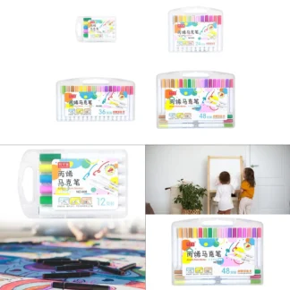 Marcadores de pintura acrílica, marcadores para colorear de dibujo suave con caja de almacenamiento para taza, ventana de piedra, pintura de roca, suministros para manualidades