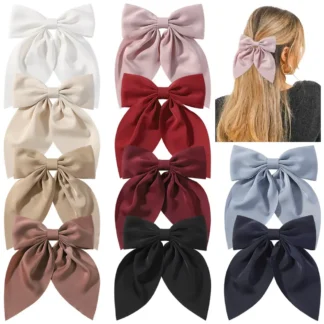 Pinzas para el cabello con lazo de satén de Color sólido para niñas, agradable arco, horquillas para mujeres, pasadores de estilo, Clip de pico de pato, accesorios para el cabello para niños