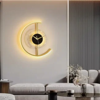 Lámpara de pared Led nórdica de último diseño, decoración de fondo moderna, apliques de pared creativos, luz Led de pared, reloj de hierro de Metal dorado