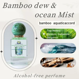 Bamboo Dew & Ocean Mist Perfume unisex sin alcohol Fragancia de bambú acuática con bergamota Jazmín Almizcle EDP de larga duración 50 ml