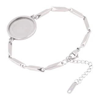 Base de pulsera de cadena de acero inoxidable, 3 uds., espacios en blanco aptos para pulseras de cabujón de 20mm, ajustes de bisel, accesorios para hacer joyas Diy