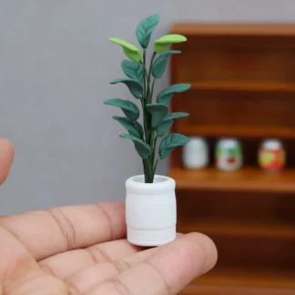 1: 12 casa de muñecas Mini planta modelo ornamento comida en miniatura y escena de juego nuevo producto maceta blanca plantas verdes