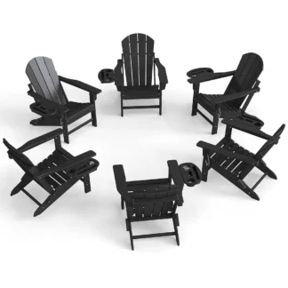 Juego de 6 sillas Adironda, silla Adironda plegable de HDPE con portavasos multifuncional, silla para fogones resistente a la intemperie